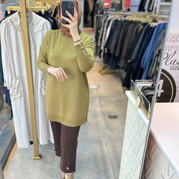 1685 Yaprak Desenli Merserize Triko - Görsel 18