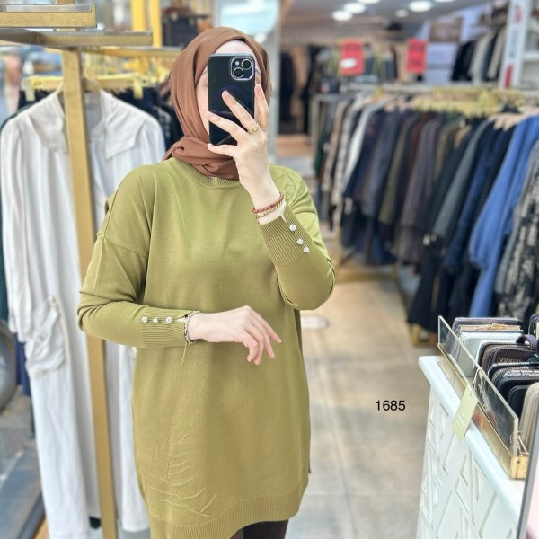 1685 Yaprak Desenli Merserize Triko - Görsel 8