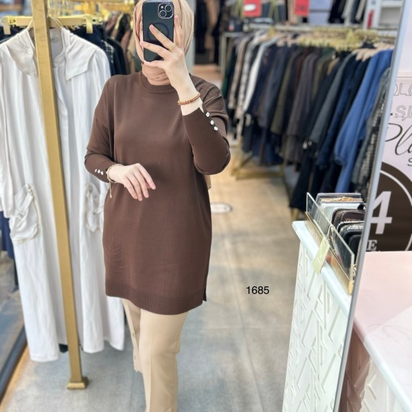 1685 Yaprak Desenli Merserize Triko - Görsel 15