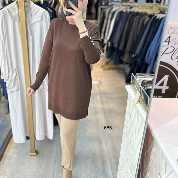 1685 Yaprak Desenli Merserize Triko - Görsel 12