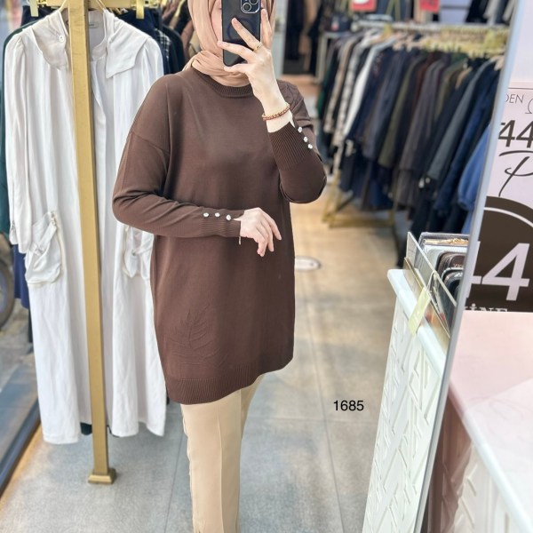 1685 Yaprak Desenli Merserize Triko - Görsel 16