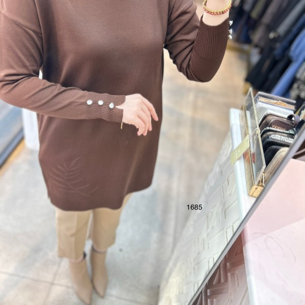 1685 Yaprak Desenli Merserize Triko - Görsel 14