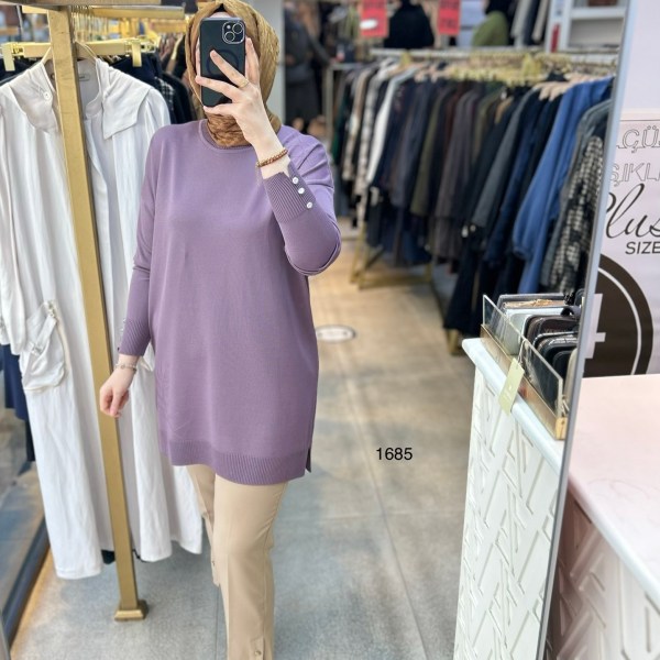 1685 Yaprak Desenli Merserize Triko - Görsel 3