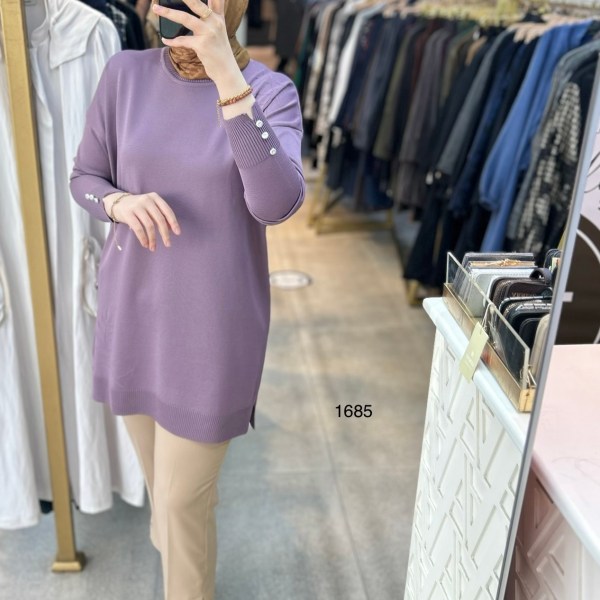 1685 Yaprak Desenli Merserize Triko - Görsel 2