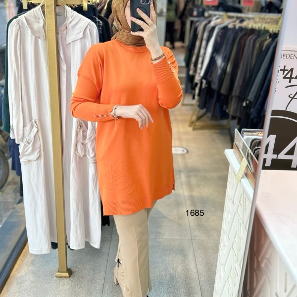 1685 Yaprak Desenli Merserize Triko - Görsel 10