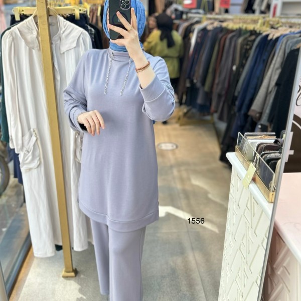 1556 Yüksek Yaka Zincir Detaylı Spor Takım - Görsel 6