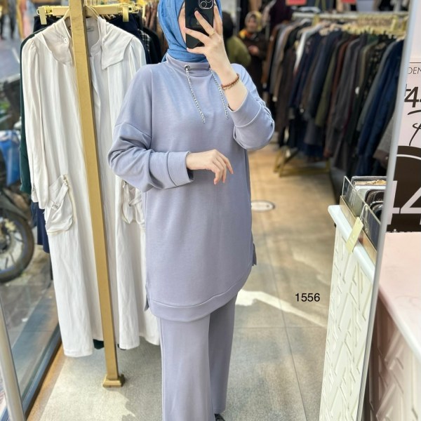 1556 Yüksek Yaka Zincir Detaylı Spor Takım - Görsel 13