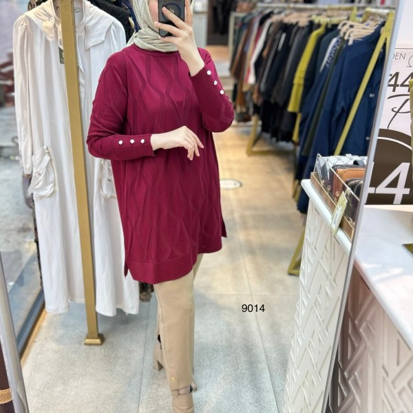 9014 Geometrik Desen Merserize Tunik - Görsel 3