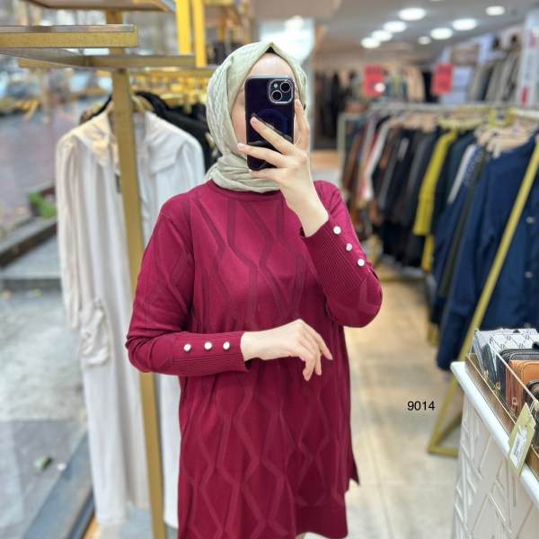 9014 Geometrik Desen Merserize Tunik - Görsel 2