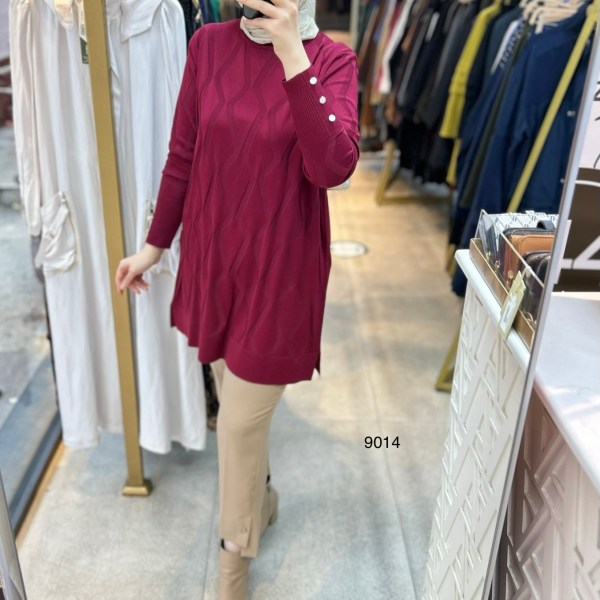 9014 Geometrik Desen Merserize Tunik - Görsel 4