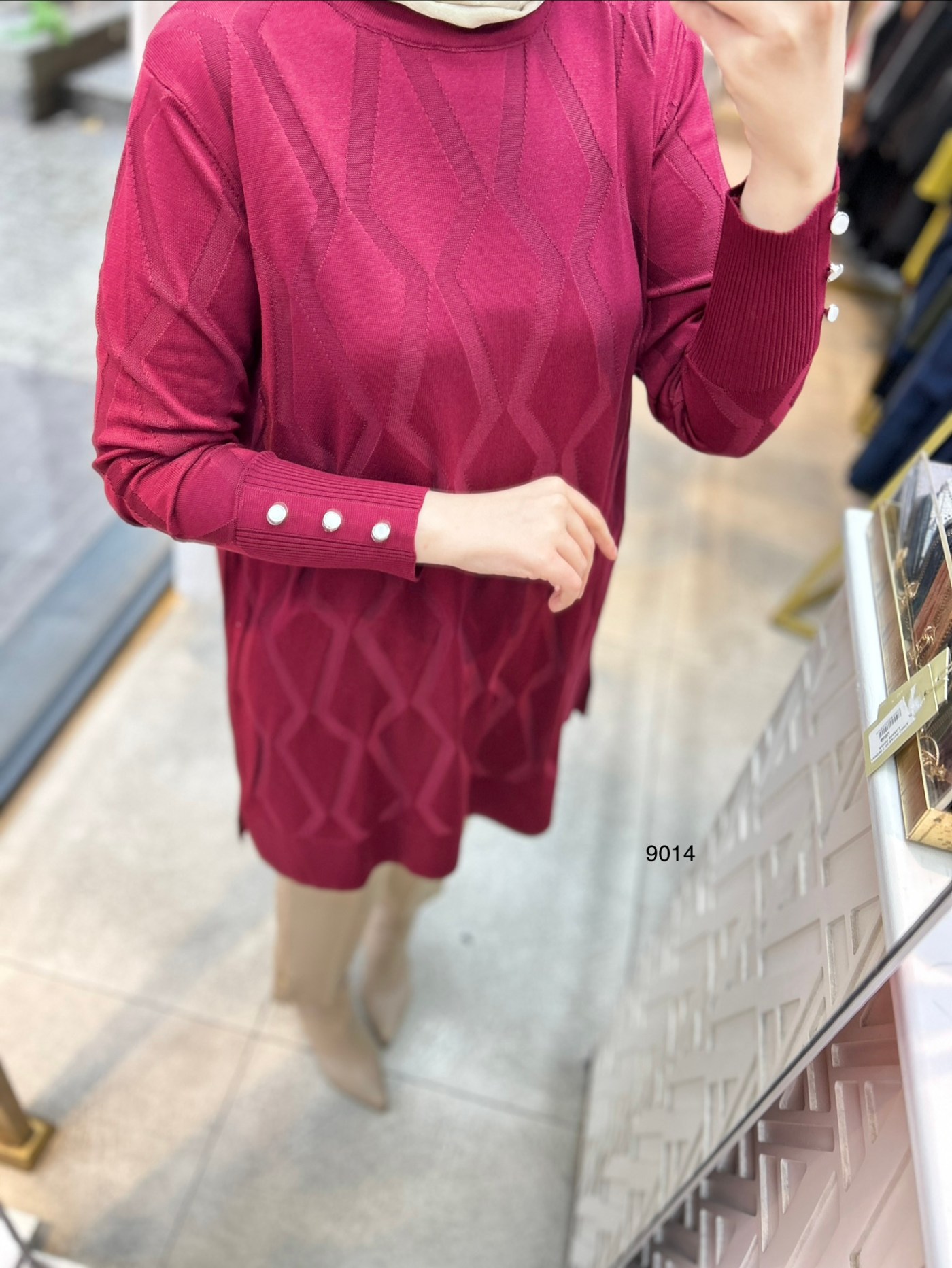 9014 Geometrik Desen Merserize Tunik