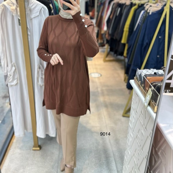 9014 Geometrik Desen Merserize Tunik - Görsel 23