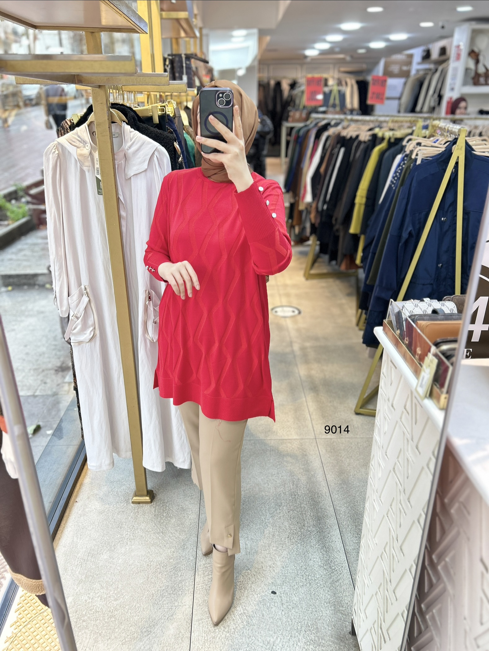 9014 Geometrik Desen Merserize Tunik - Görsel 21