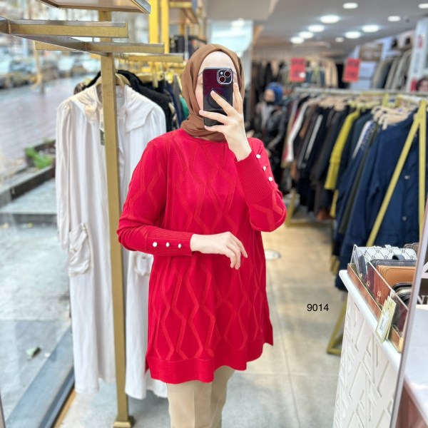 9014 Geometrik Desen Merserize Tunik - Görsel 20