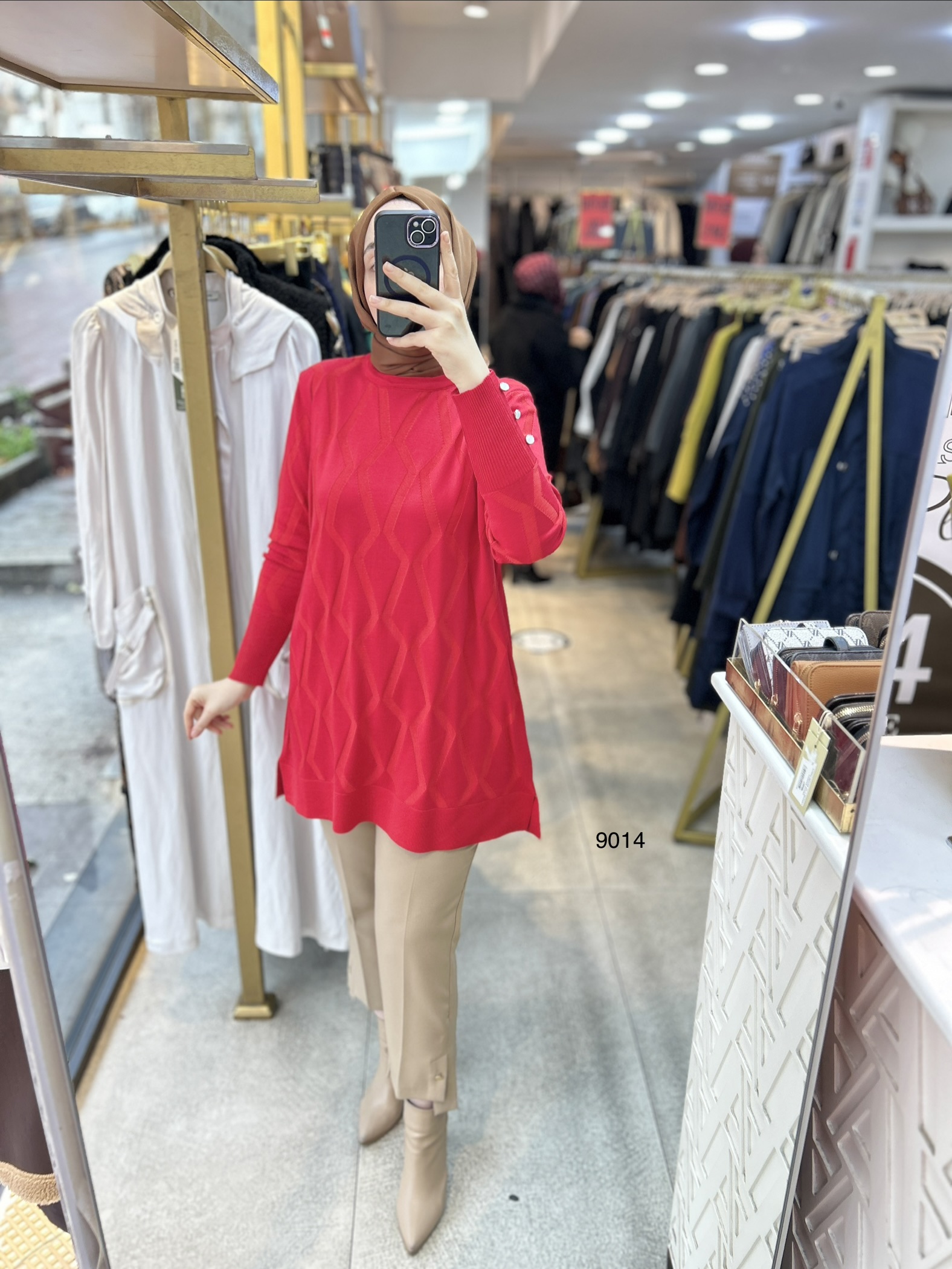 9014 Geometrik Desen Merserize Tunik - Görsel 19