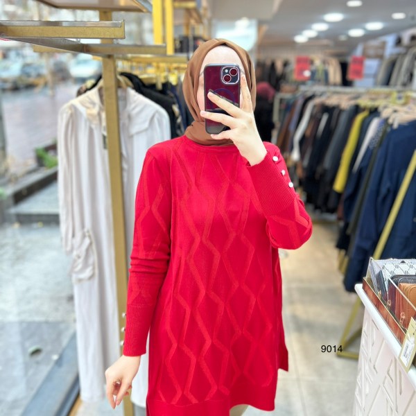 9014 Geometrik Desen Merserize Tunik - Görsel 18