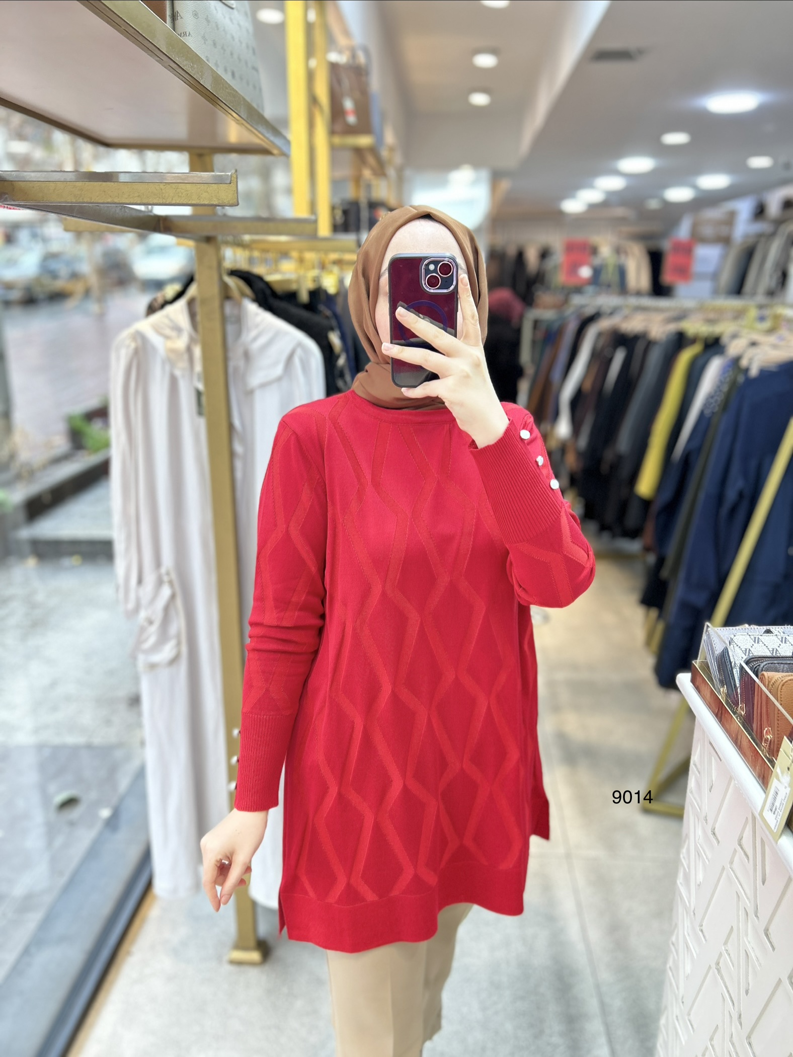 9014 Geometrik Desen Merserize Tunik - Görsel 18