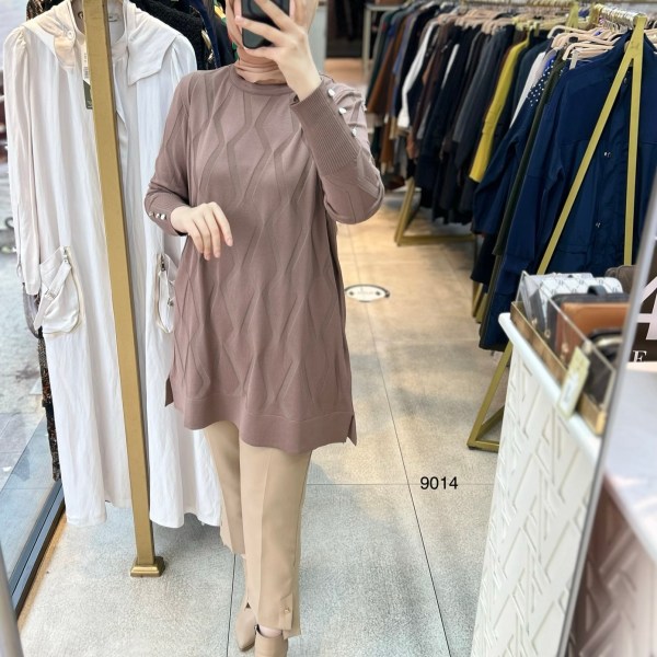 9014 Geometrik Desen Merserize Tunik - Görsel 15