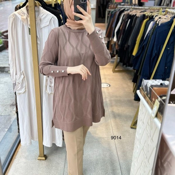 9014 Geometrik Desen Merserize Tunik - Görsel 16