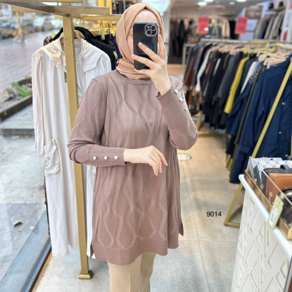 9014 Geometrik Desen Merserize Tunik - Görsel 25