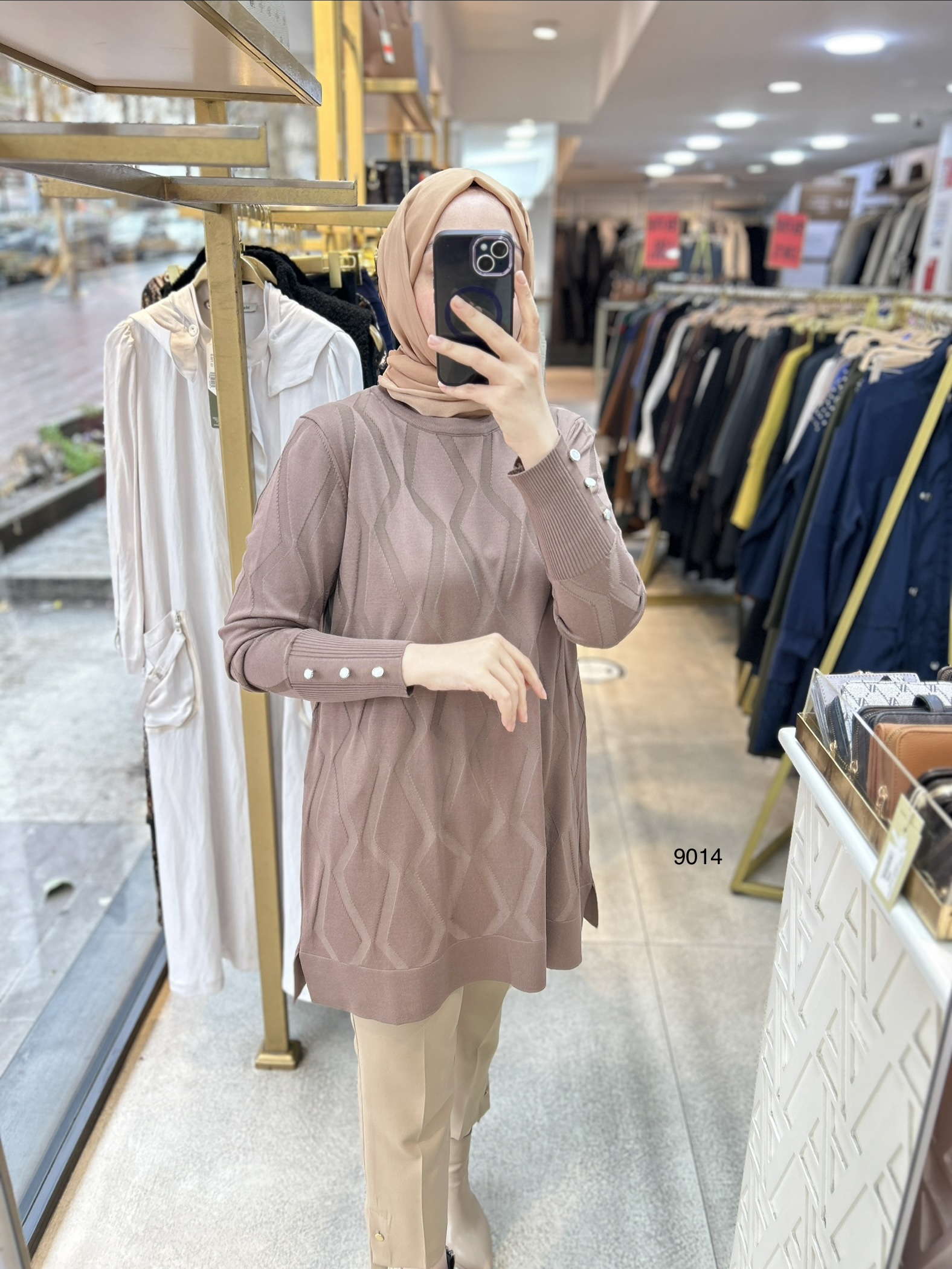 9014 Geometrik Desen Merserize Tunik - Görsel 25