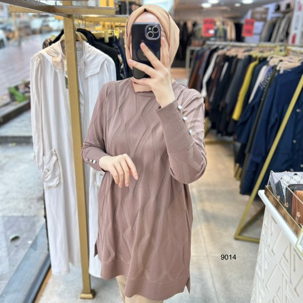 9014 Geometrik Desen Merserize Tunik - Görsel 14