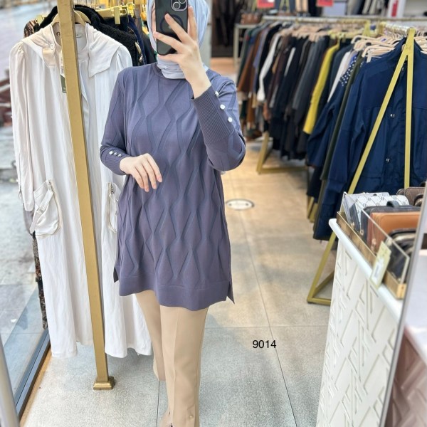 9014 Geometrik Desen Merserize Tunik - Görsel 11