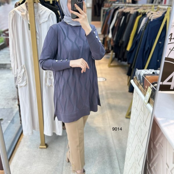 9014 Geometrik Desen Merserize Tunik - Görsel 22