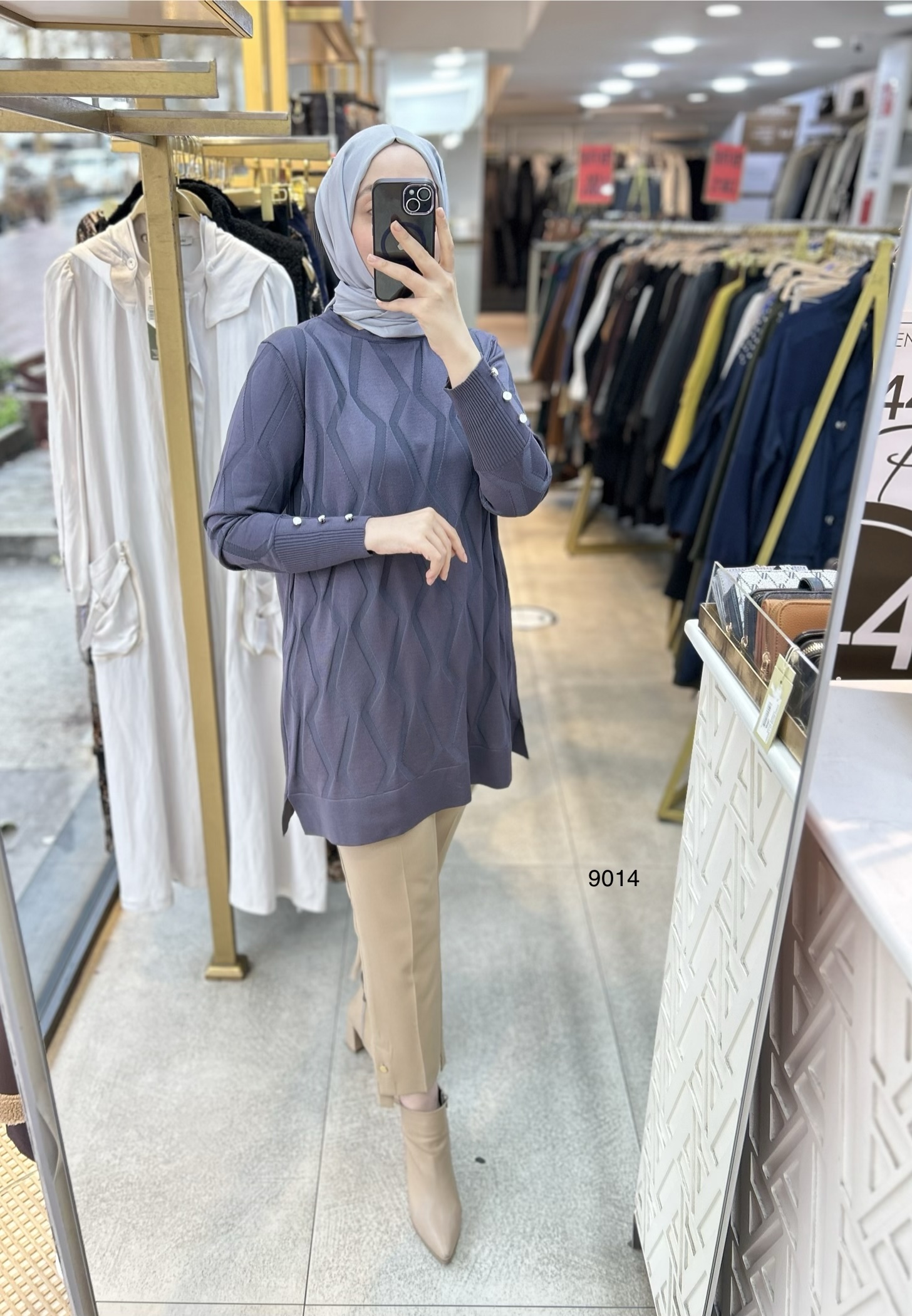 9014 Geometrik Desen Merserize Tunik - Görsel 22