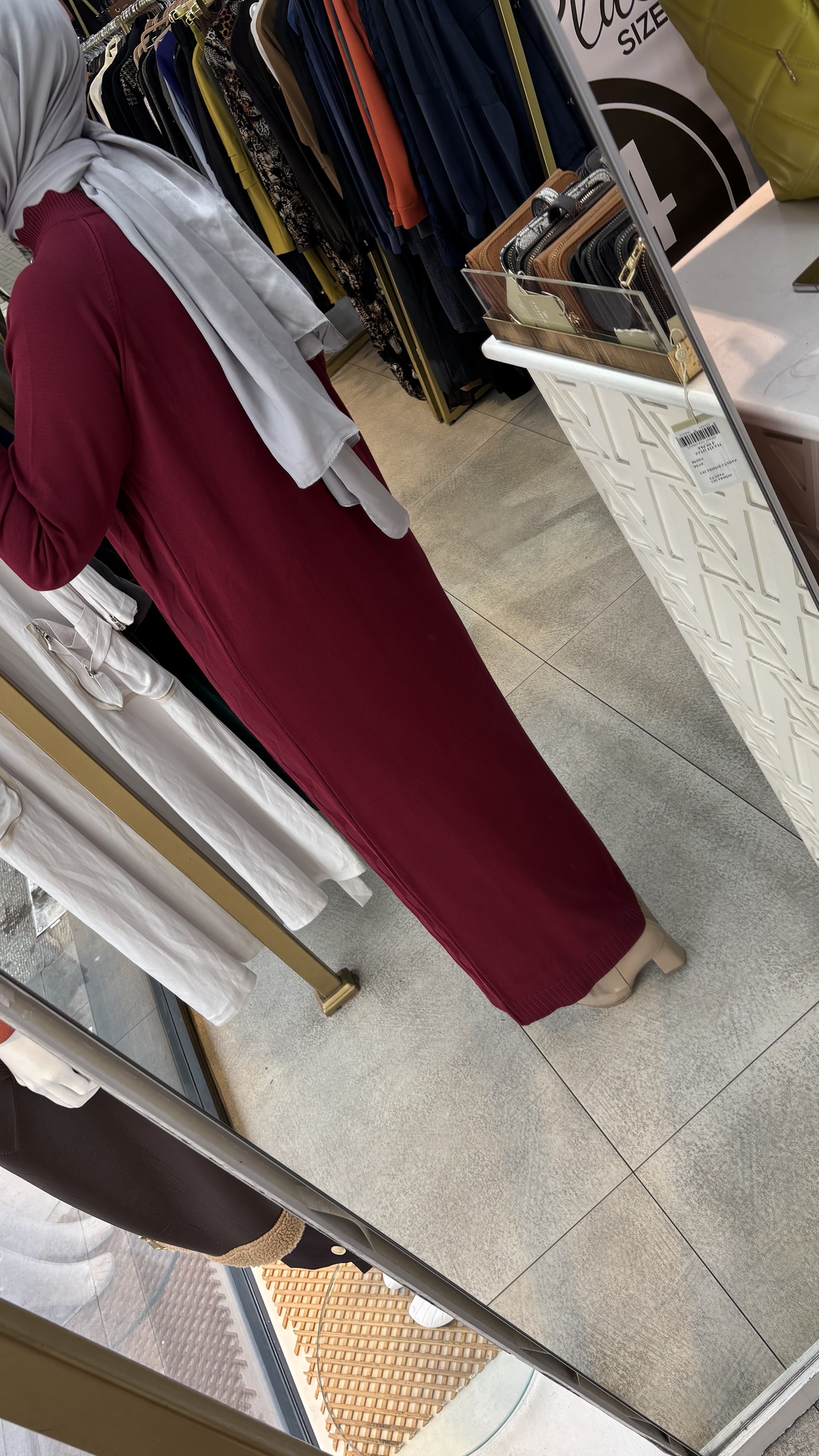 9004 Yakası Taşlı Merserize Elbise - Görsel 8