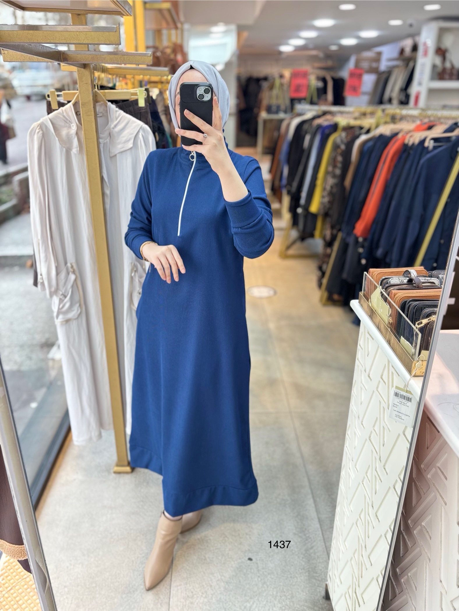 1437 Fermuarlı Elbise - Görsel 7