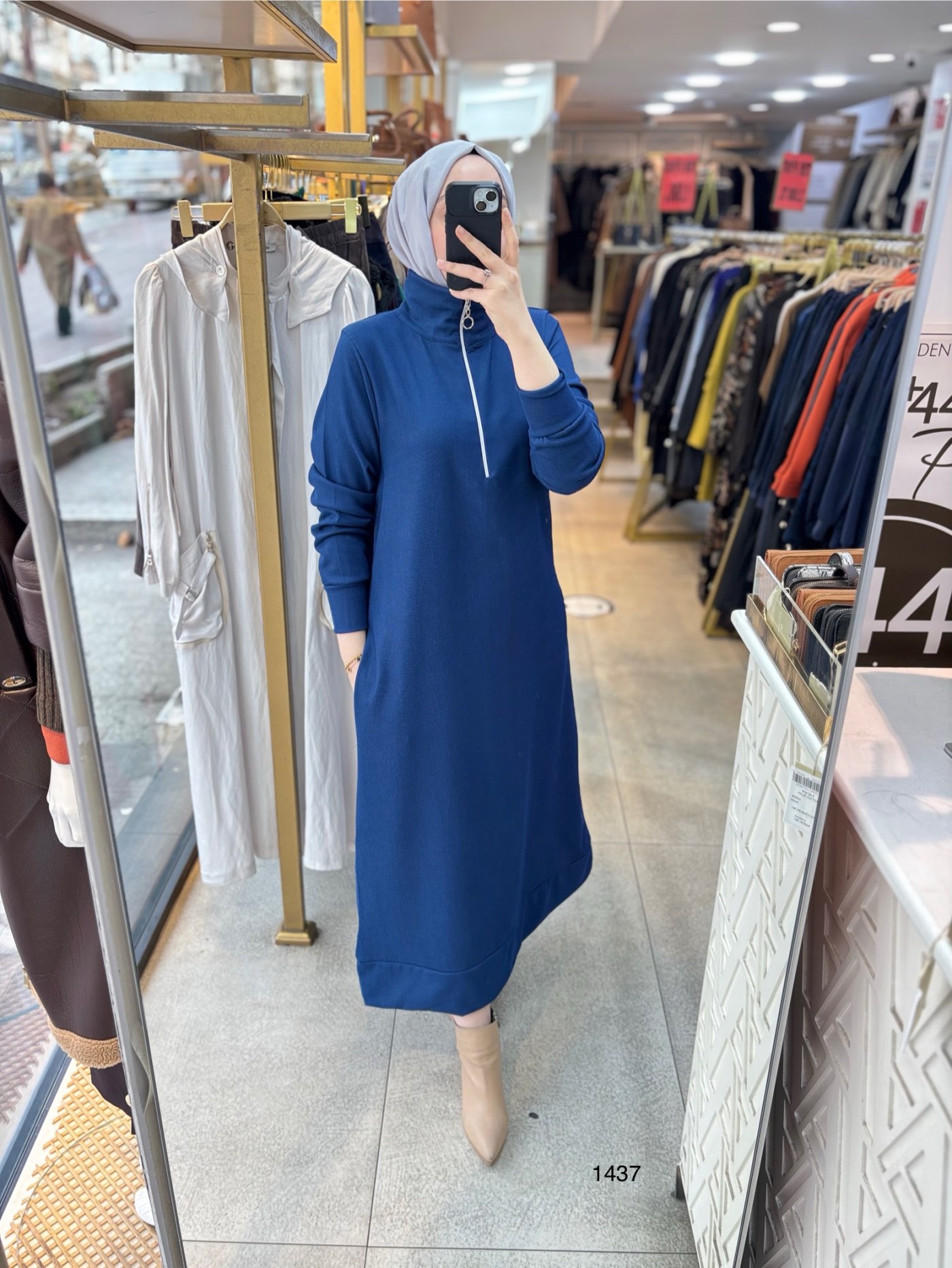 1437 Fermuarlı Elbise