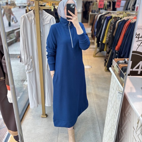 1437 Fermuarlı Elbise - Görsel 10