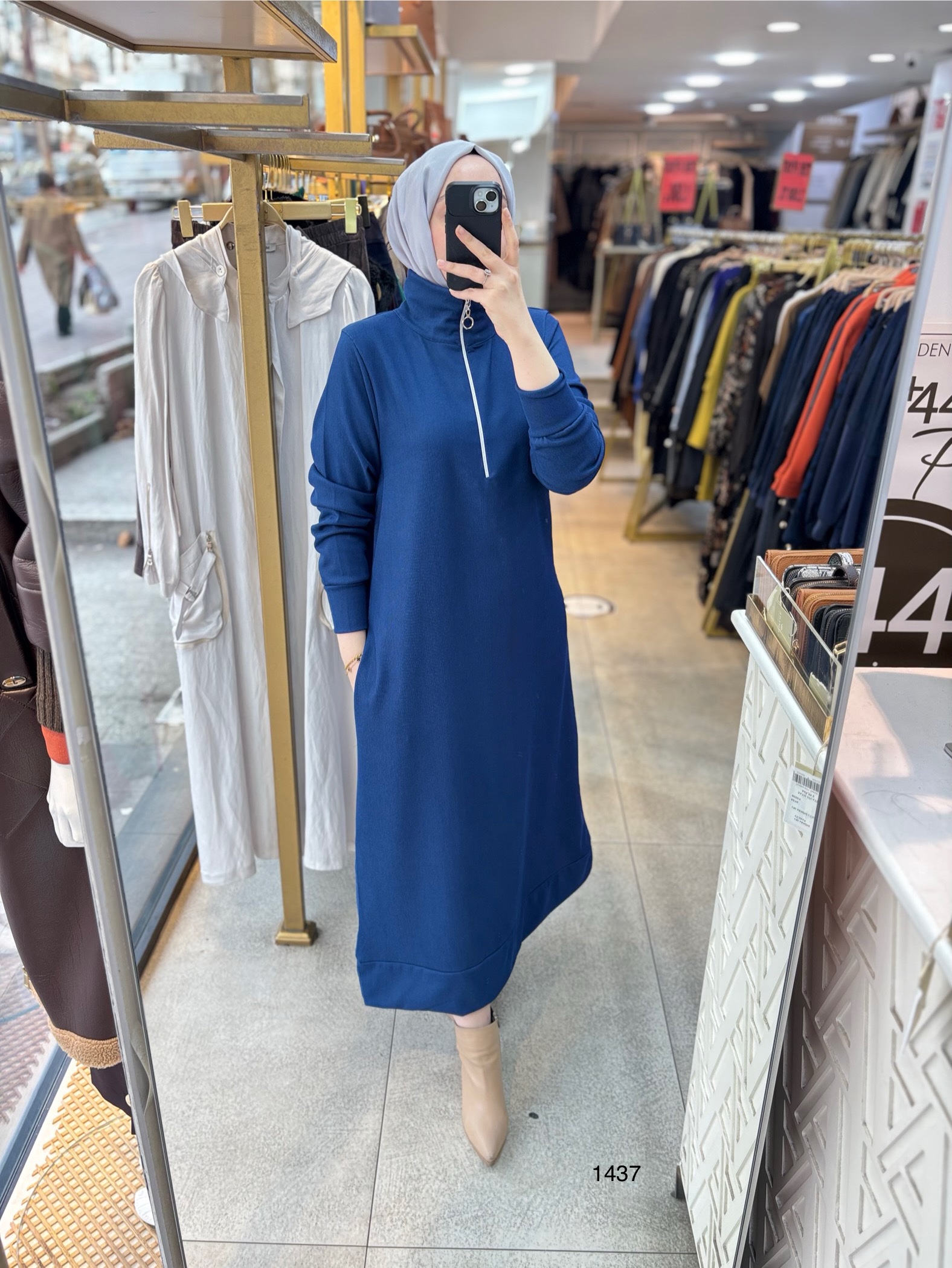 1437 Fermuarlı Elbise - Görsel 8