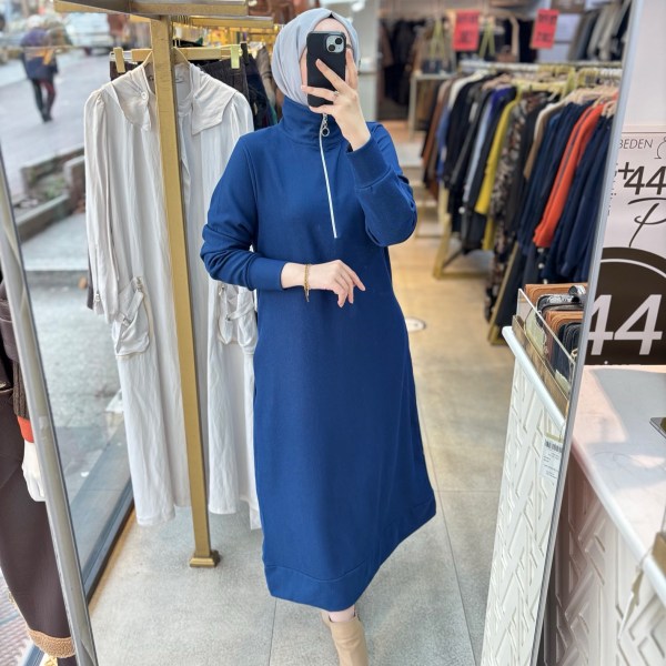 1437 Fermuarlı Elbise - Görsel 5