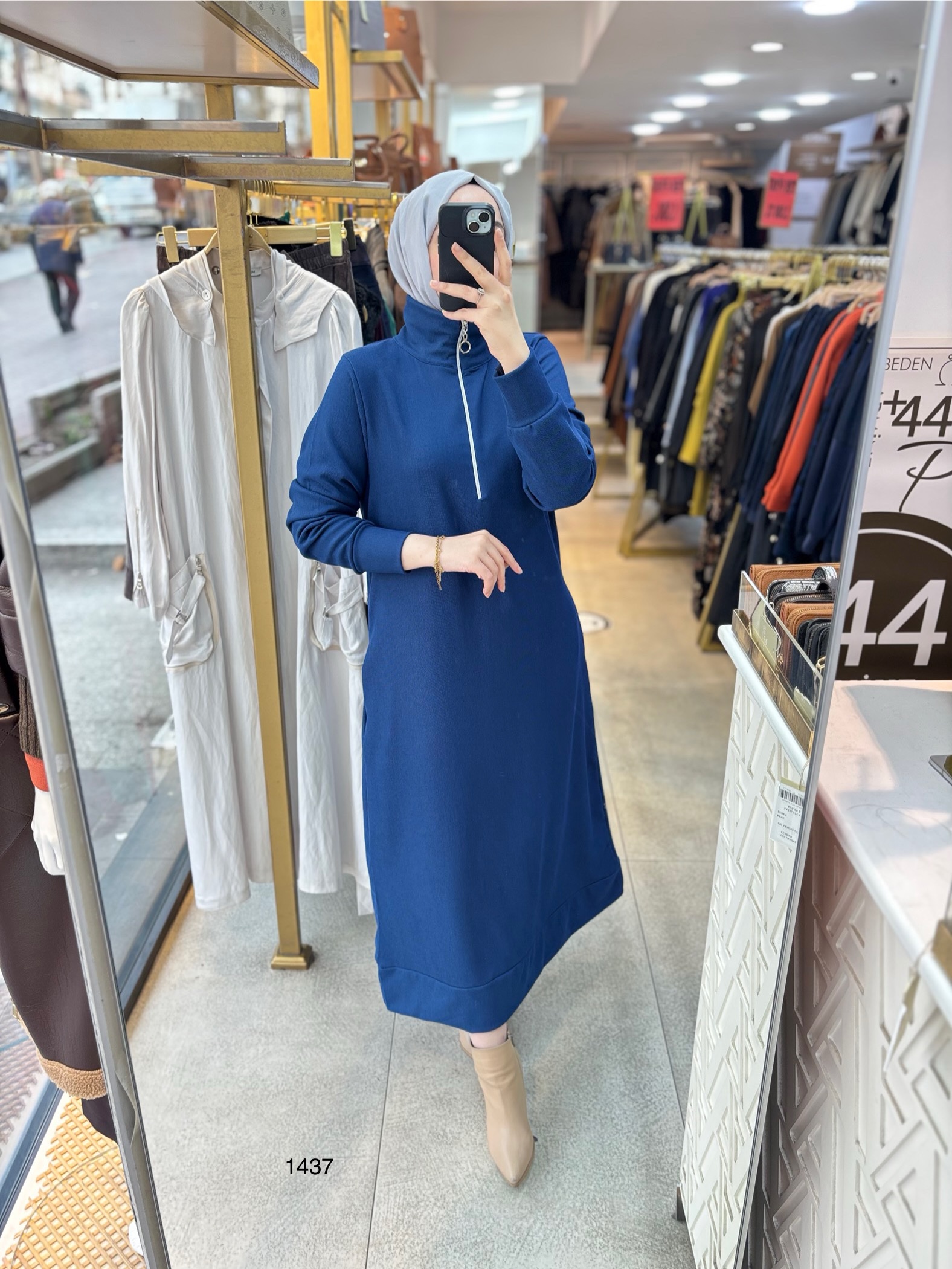 1437 Fermuarlı Elbise - Görsel 5