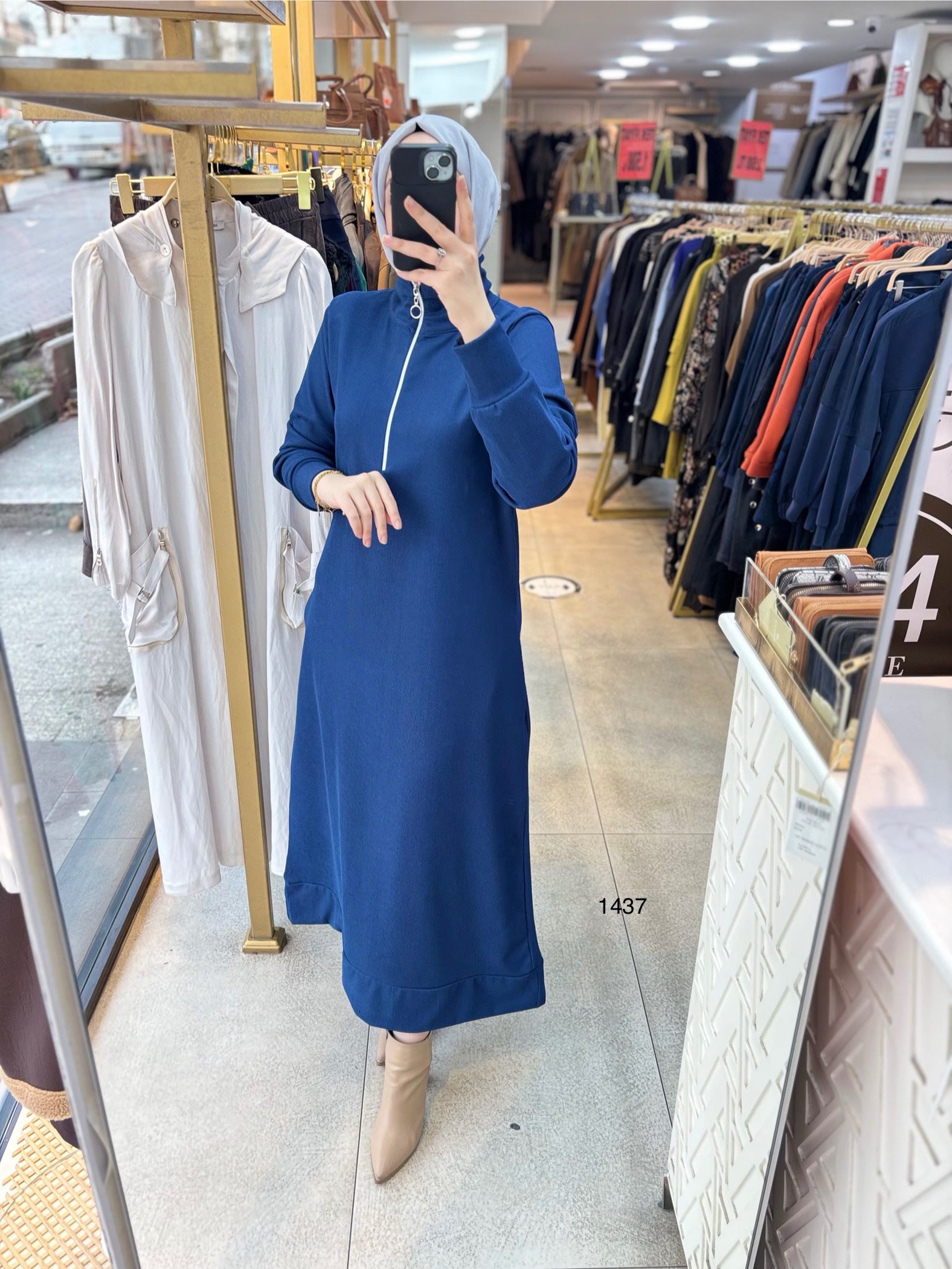 1437 Fermuarlı Elbise - Görsel 4