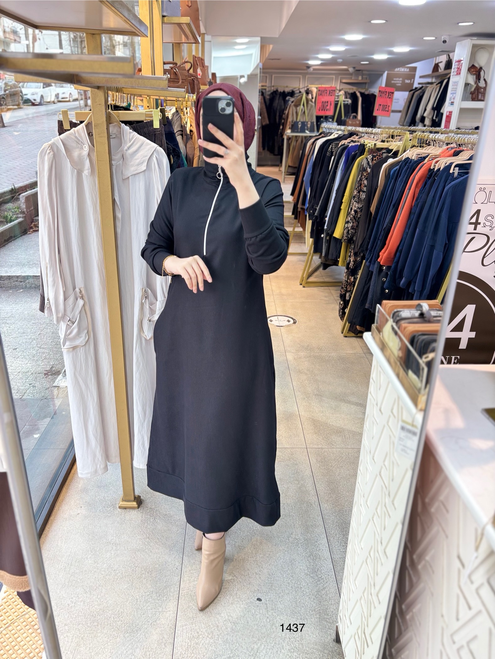 1437 Fermuarlı Elbise - Görsel 2