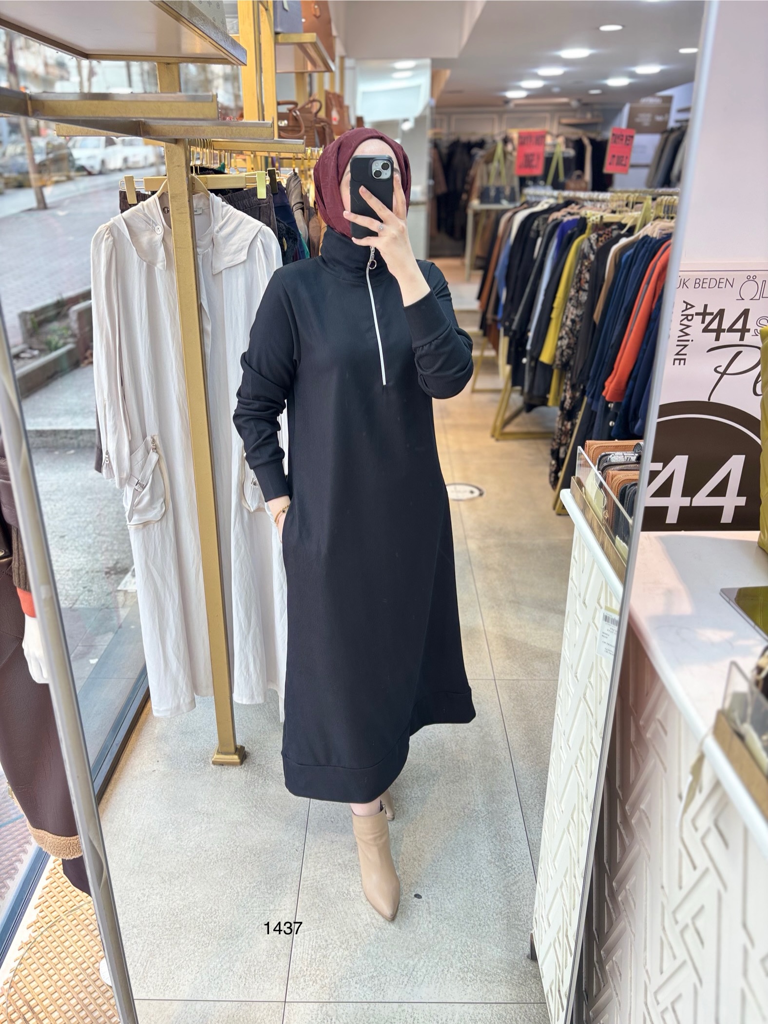 1437 Fermuarlı Elbise - Görsel 1