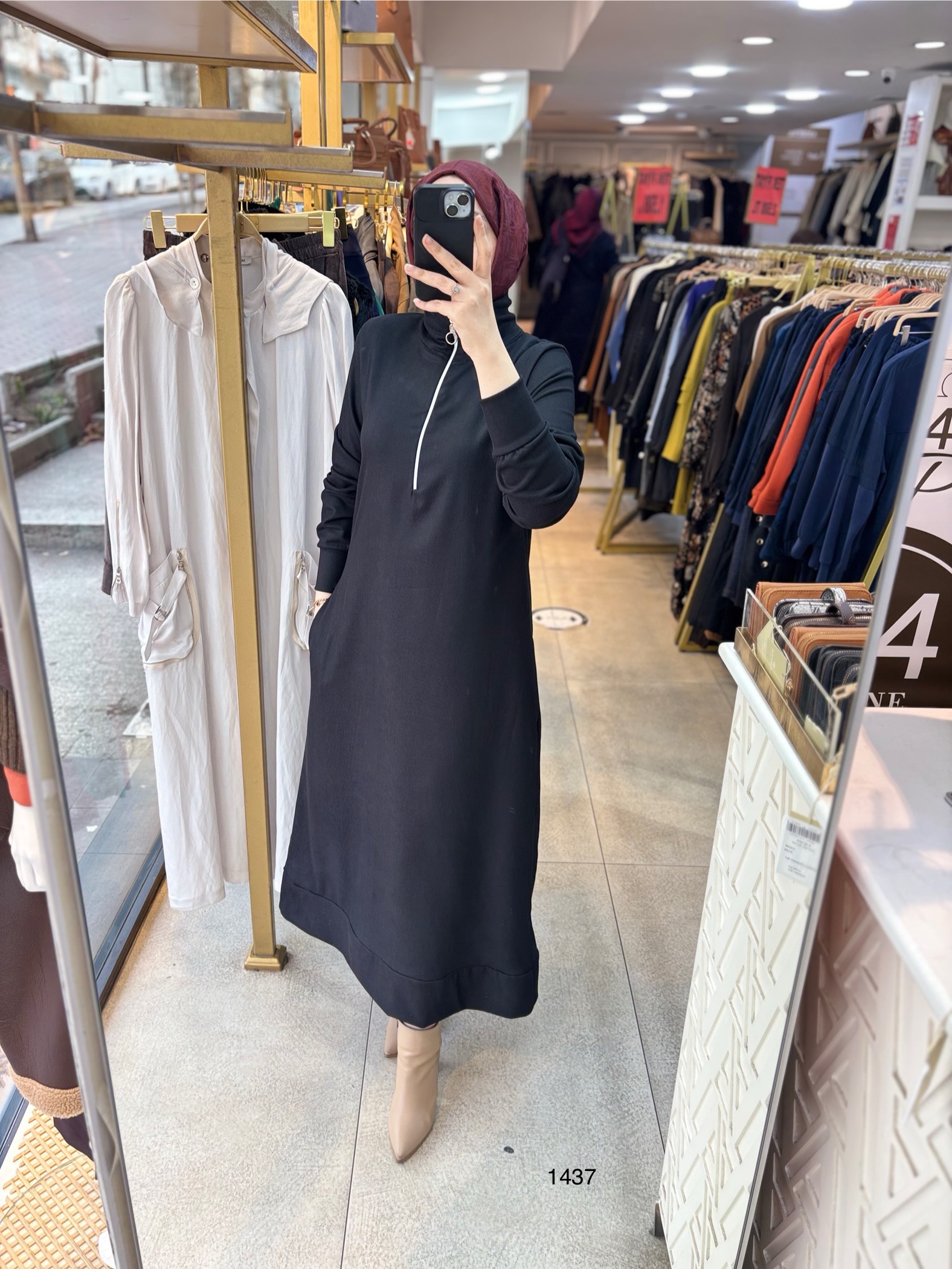 1437 Fermuarlı Elbise - Görsel 3