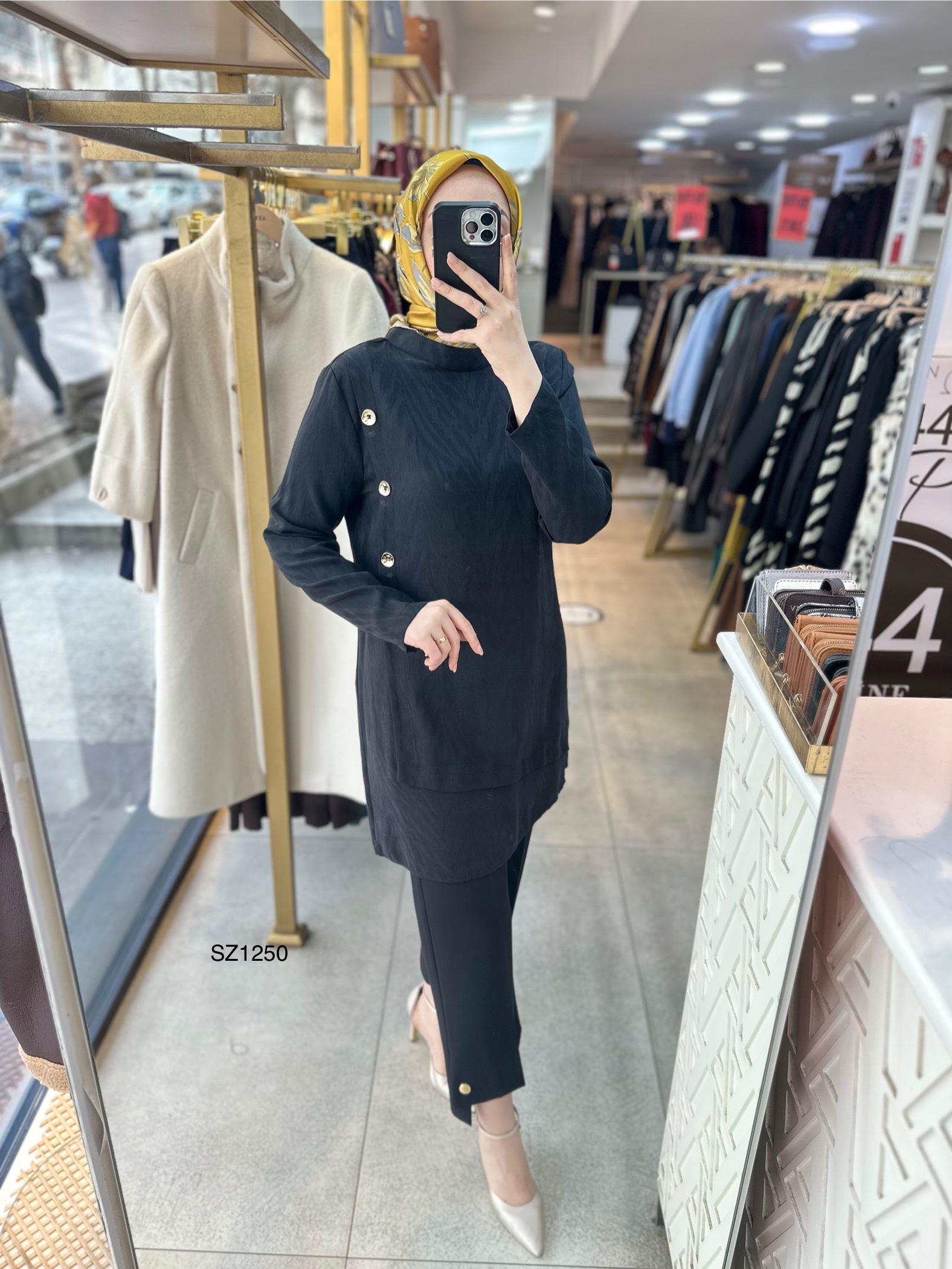 SZ1250 Selma Zaferoğlu Yandan Düğme Detaylı İpek Kupra Tunik - Görsel 2