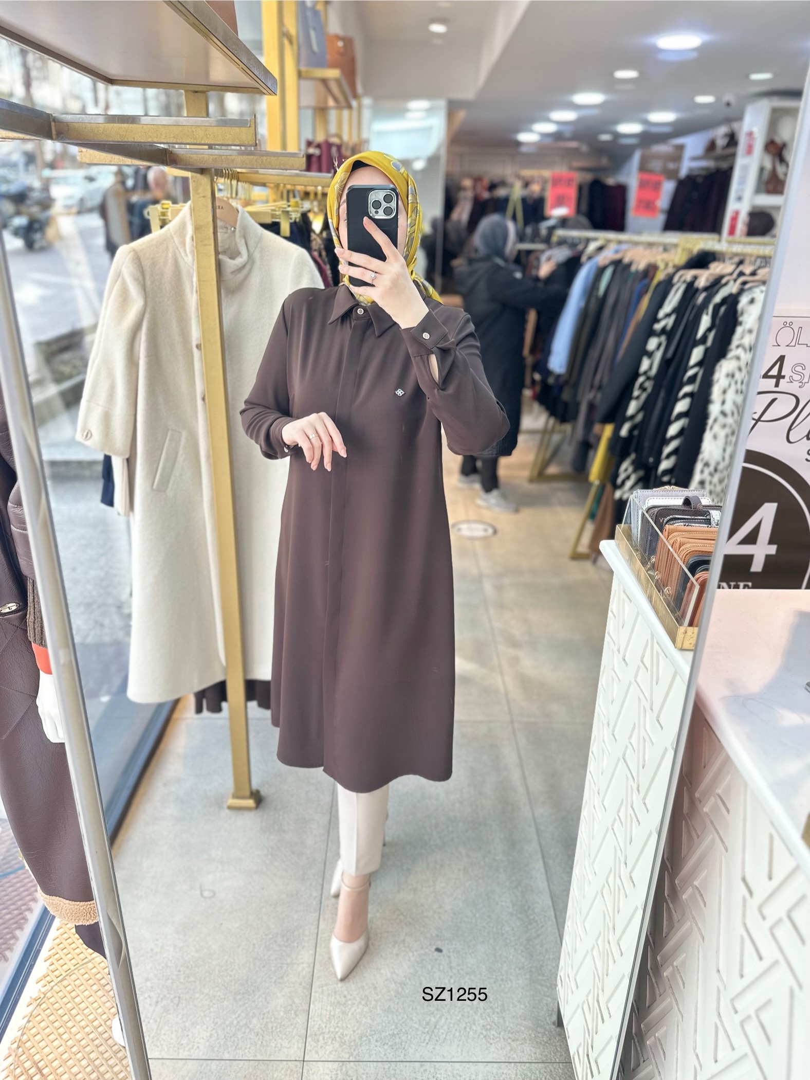 SZ1255 Selma Zaferoğlu Önden Düğmeli Uzun Tunik - Görsel 9