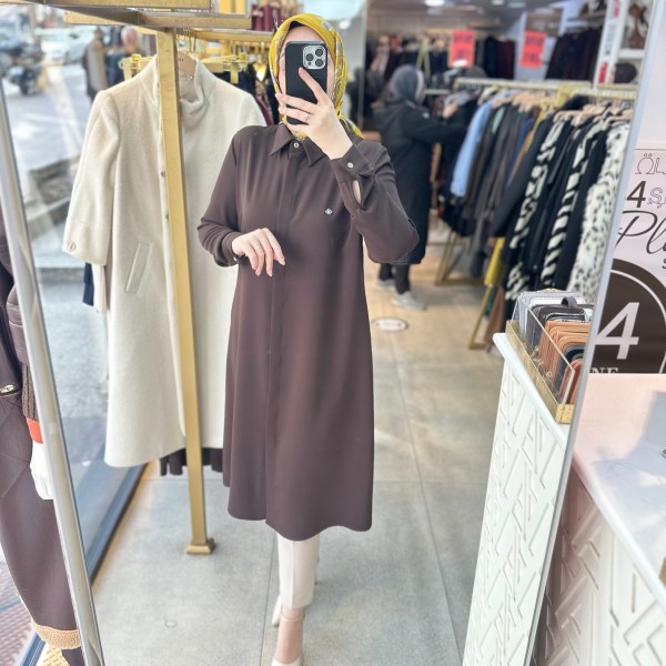 SZ1255 Selma Zaferoğlu Önden Düğmeli Uzun Tunik - Görsel 7