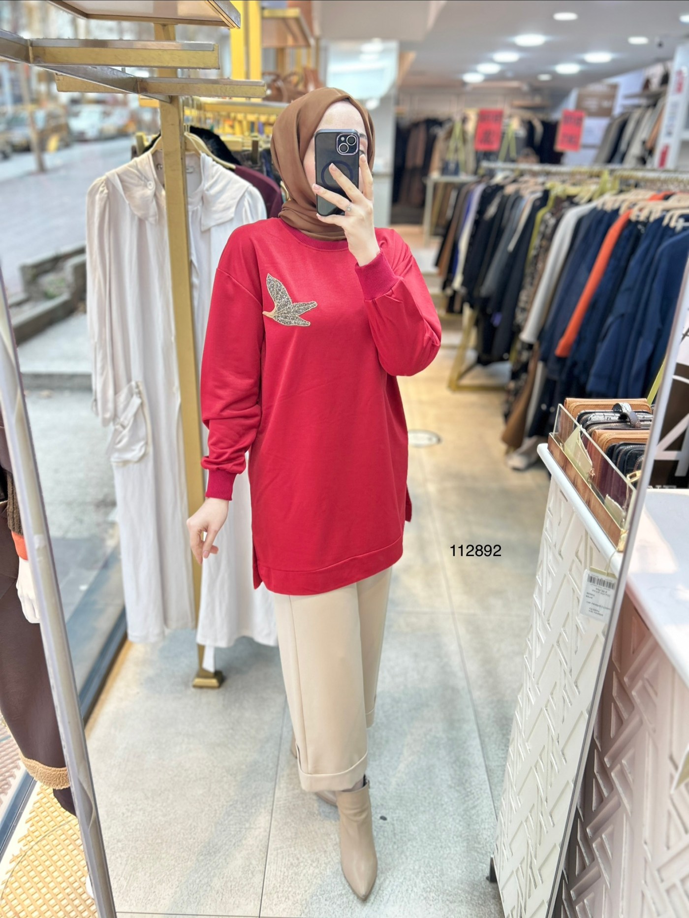 112892 Kuş Detaylı Tunik