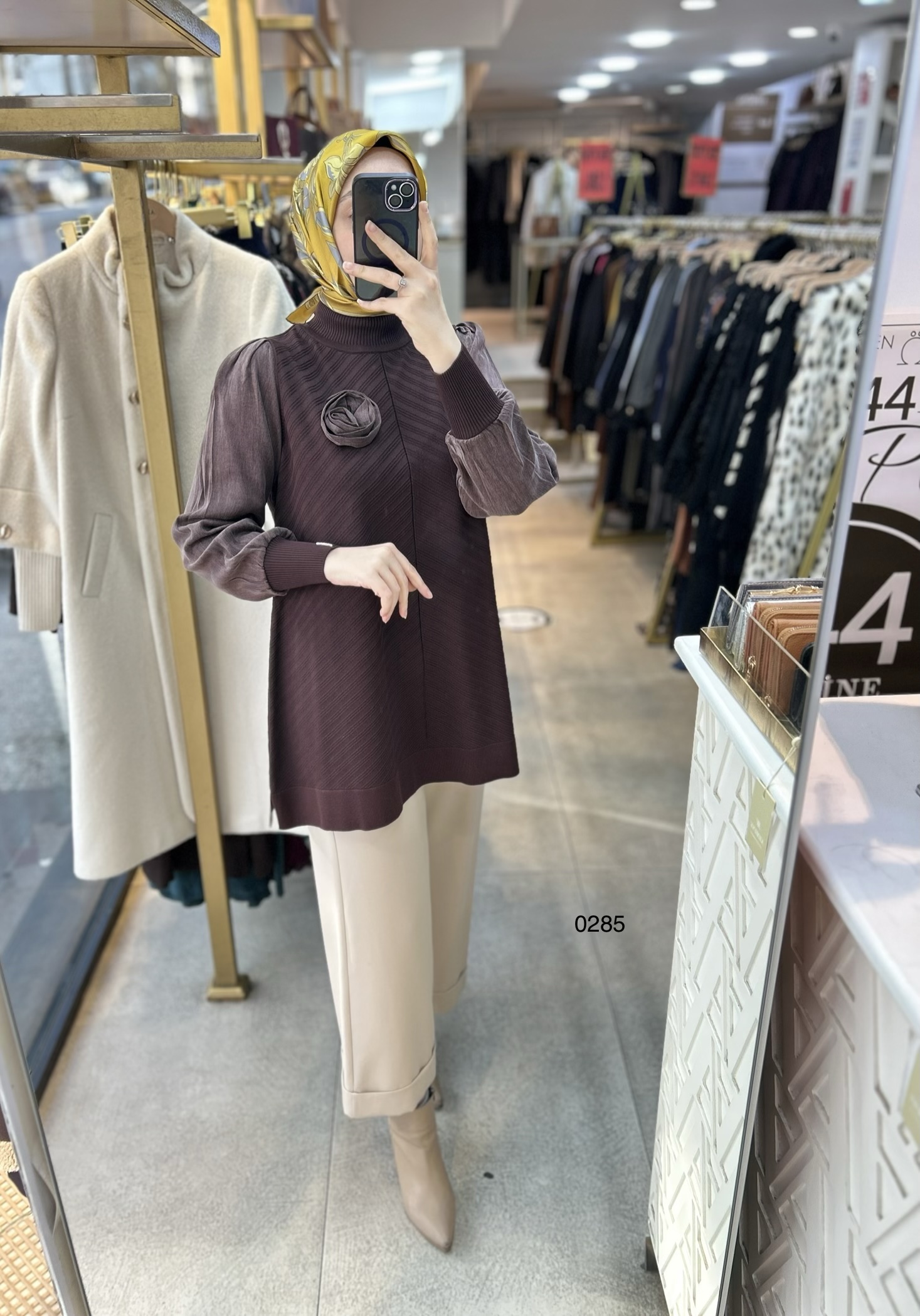 0285 Kolları Kupra Kumaş Ön ve Arkası Merserize Tunik - Görsel 12