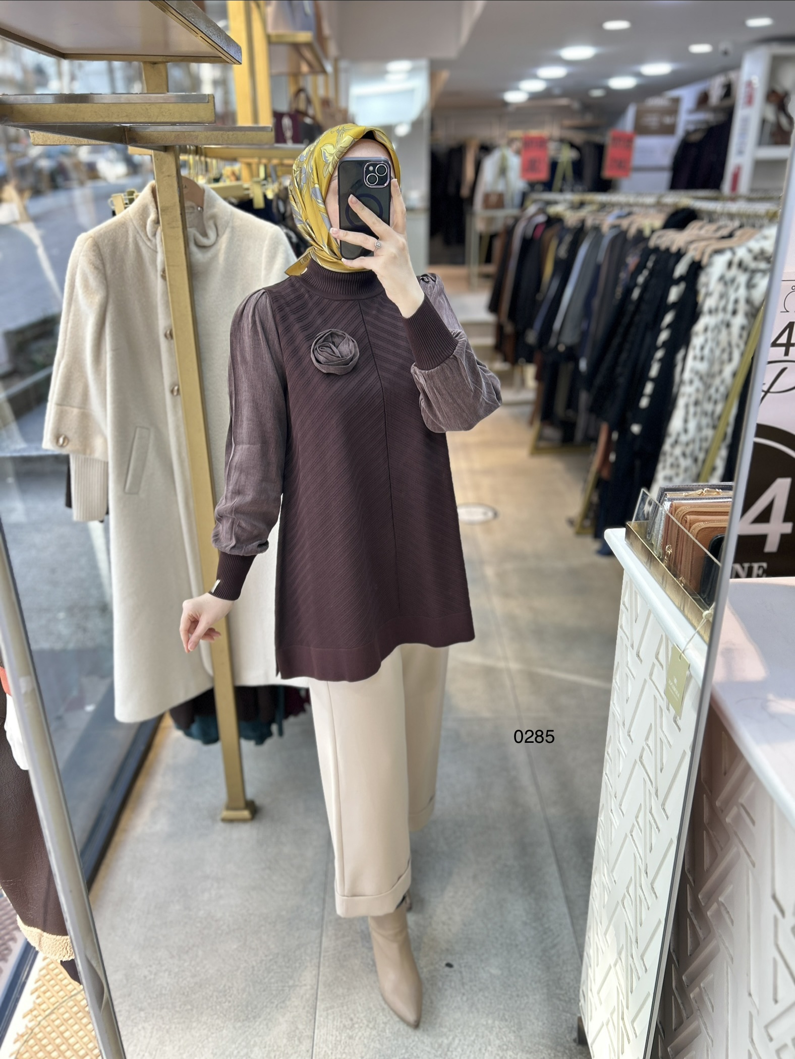 0285 Kolları Kupra Kumaş Ön ve Arkası Merserize Tunik - Görsel 14