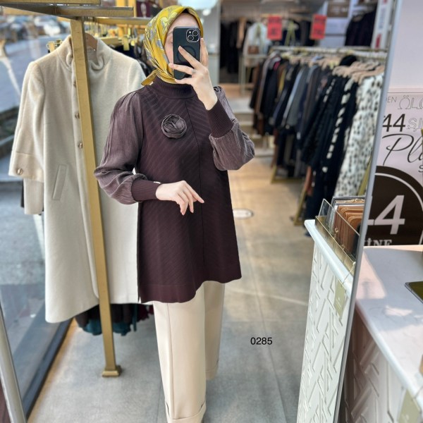 0285 Kolları Kupra Kumaş Ön ve Arkası Merserize Tunik - Görsel 10