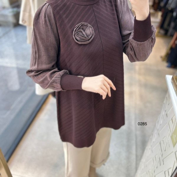 0285 Kolları Kupra Kumaş Ön ve Arkası Merserize Tunik - Görsel 11