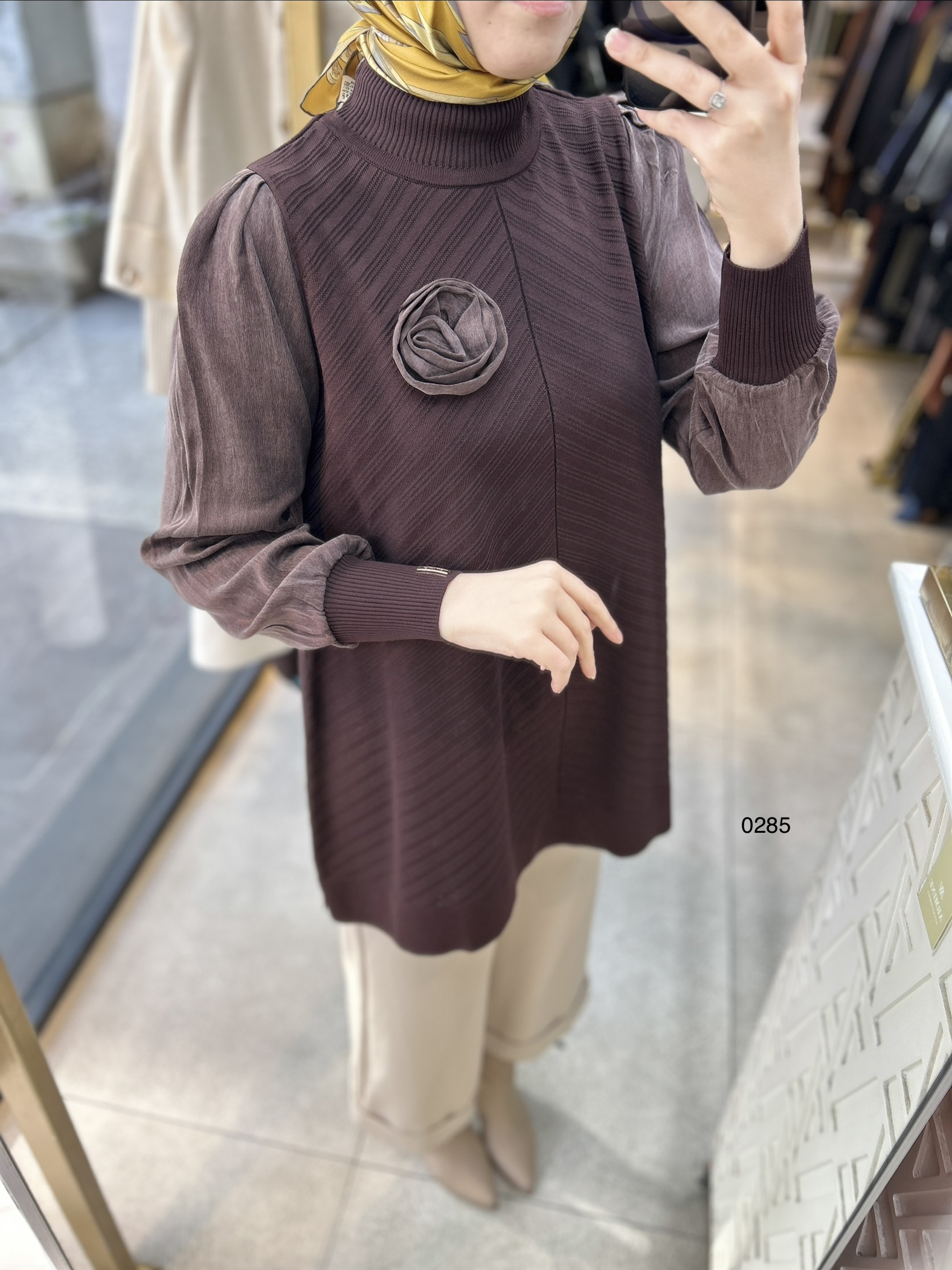 0285 Kolları Kupra Kumaş Ön ve Arkası Merserize Tunik - Görsel 11