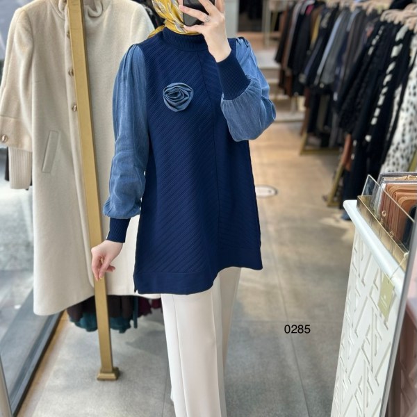 0285 Kolları Kupra Kumaş Ön ve Arkası Merserize Tunik - Görsel 7